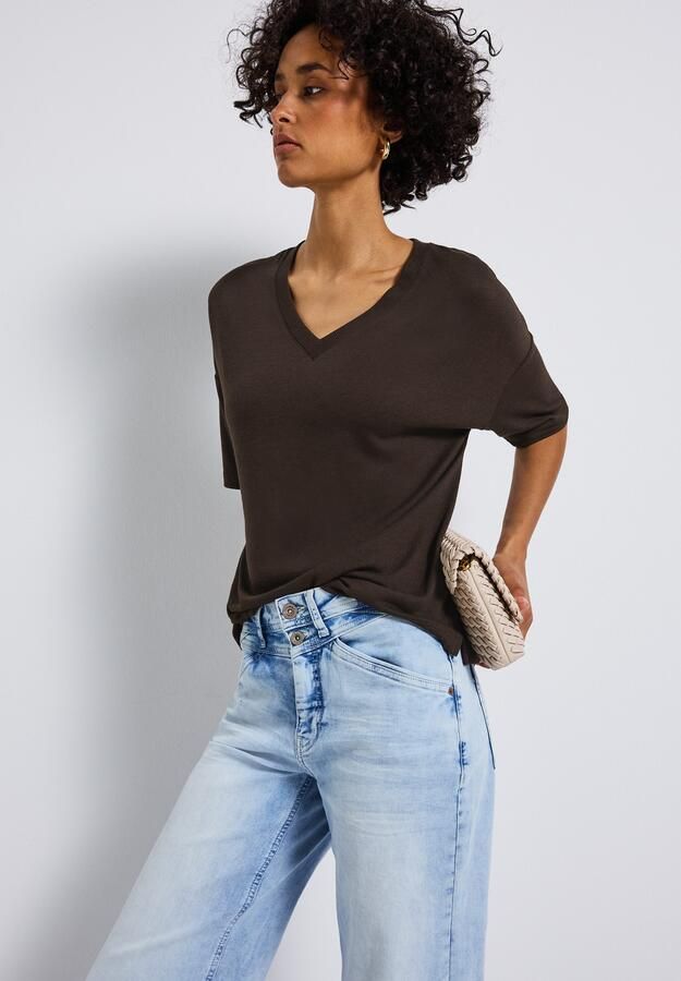 STREET ONE T-shirt met v-hals en in tricot-look - Foto 6