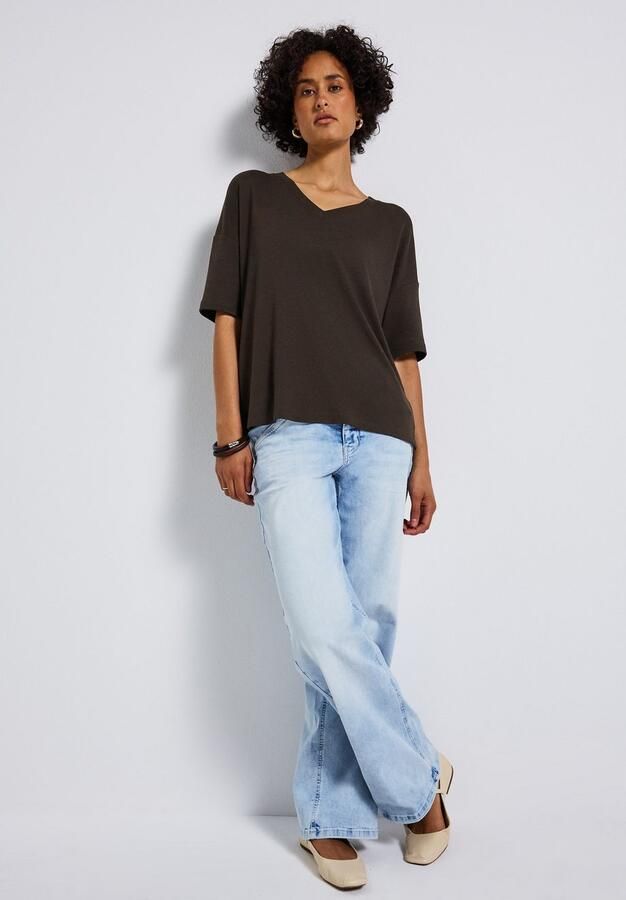 STREET ONE T-shirt met v-hals en in tricot-look - Foto 5