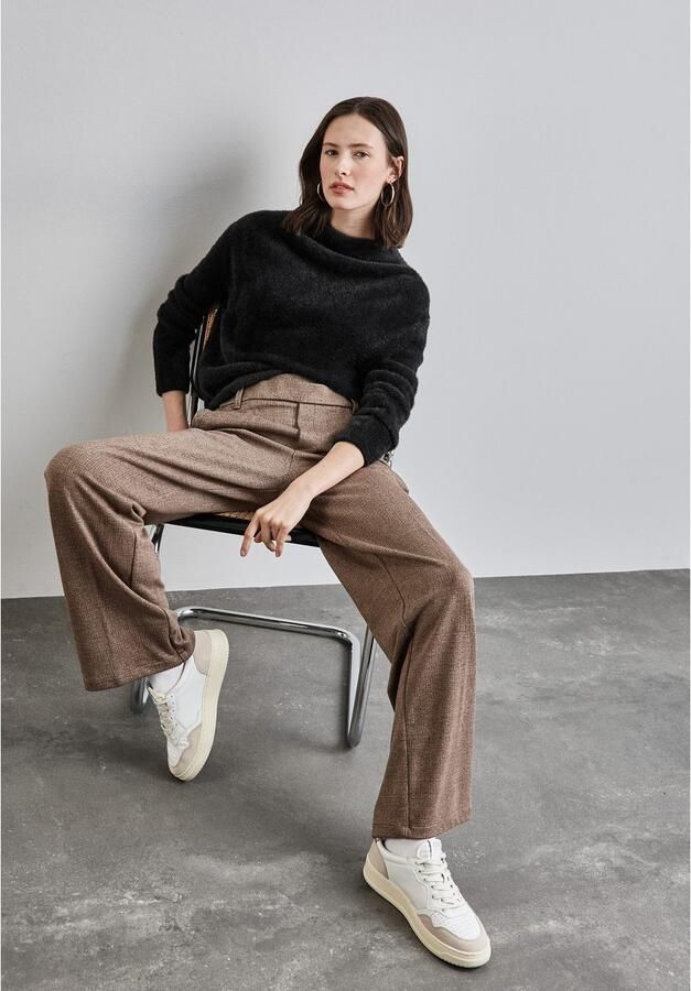 STREET ONE Trui met ronde hals met pluisgaren