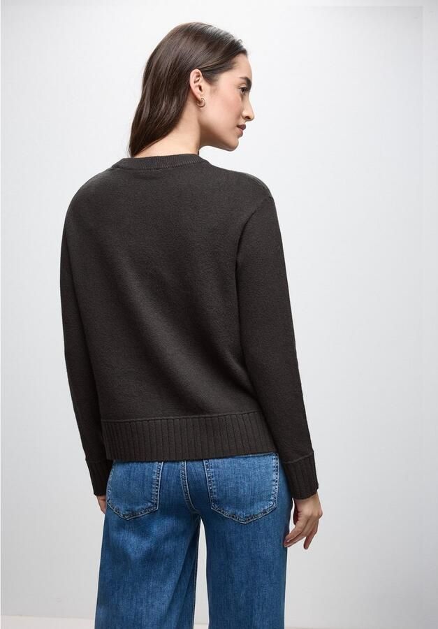 STREET ONE Trui met ronde hals met ribboorden