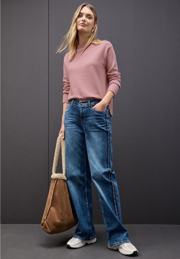 STREET ONE Trui met ronde hals met ribboorden