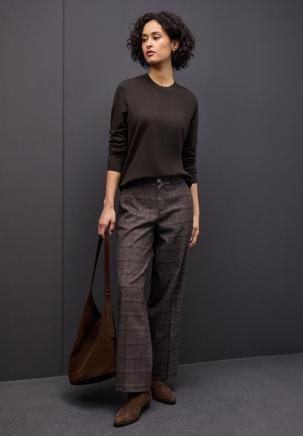 STREET ONE Trui met ronde hals met ribboorden