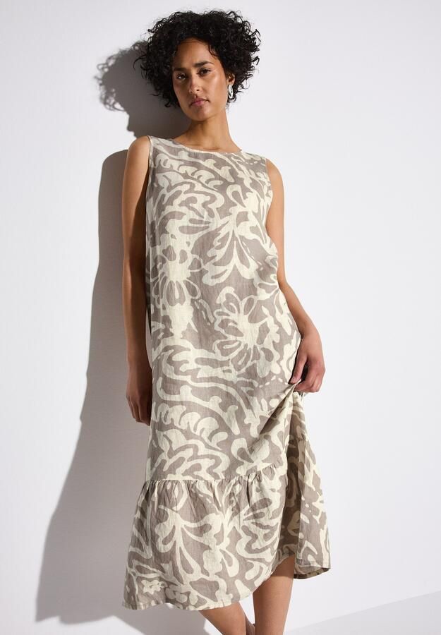 STREET ONE Volantjurk Zomerjurk gemustert en zonder mouwen van zuiver linnen - Foto 5