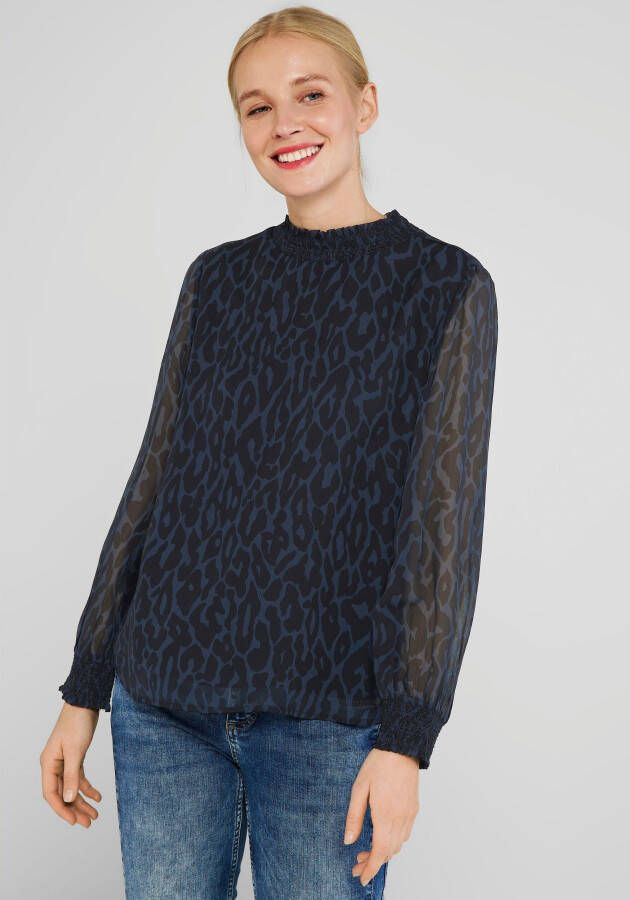 Street One top met panterprint donkerblauw