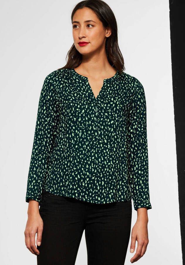 Street One top Bamika met all over print en plooien groen wit
