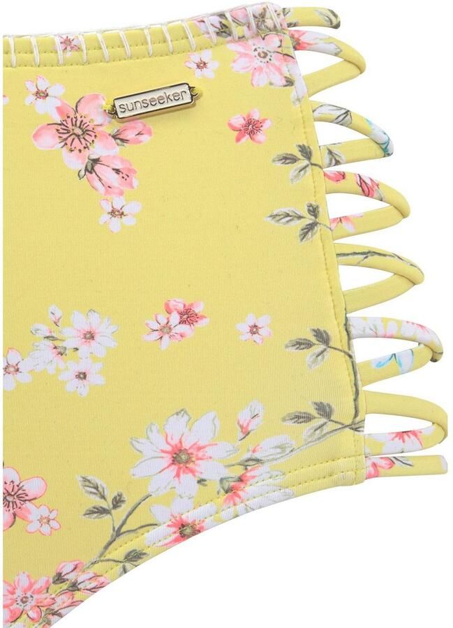 Sunseeker Highwaist-bikinibroekje Ditsy met gehaakt randje en sierbandjes opzij