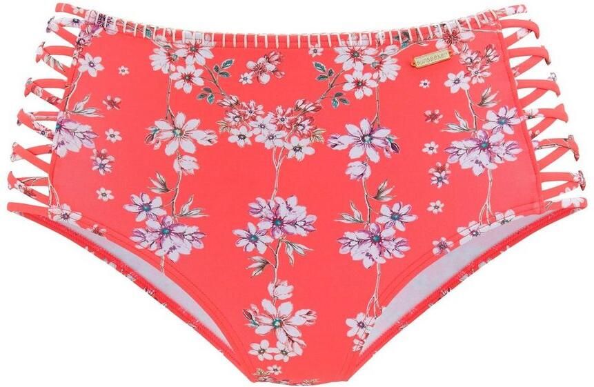 Sunseeker Highwaist-bikinibroekje Ditsy met gehaakt randje en sierbandjes opzij - Foto 3