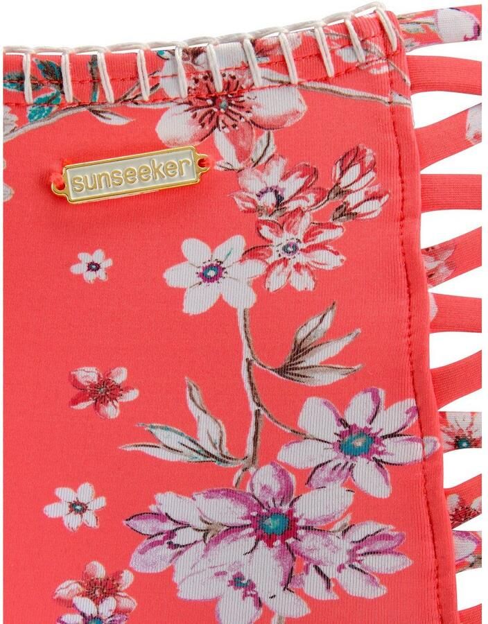 Sunseeker Highwaist-bikinibroekje Ditsy met gehaakt randje en sierbandjes opzij