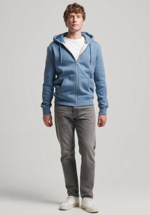 Superdry Hoodie met rits in vintage stijl Blauw Heren