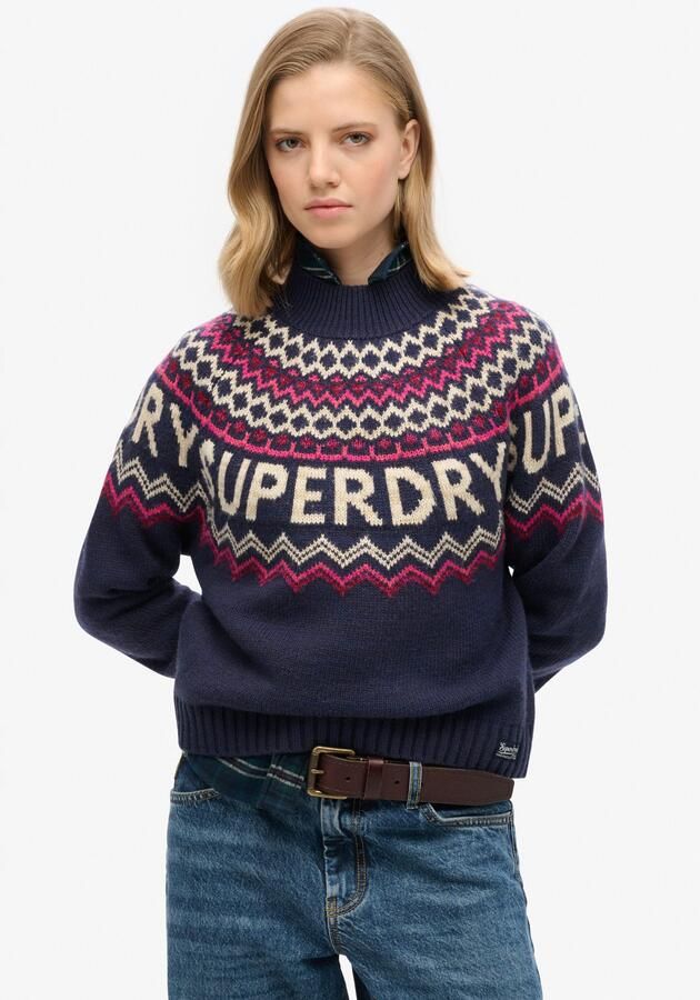 Superdry Fair Isle Branded Gebreide Trui Dames - Foto 4