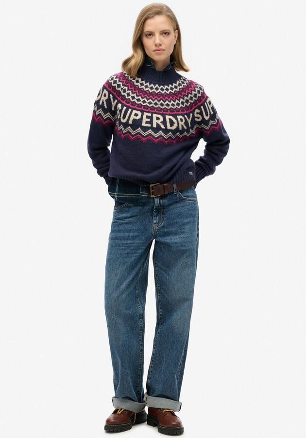 Superdry Fair Isle Branded Gebreide Trui Dames - Foto 3
