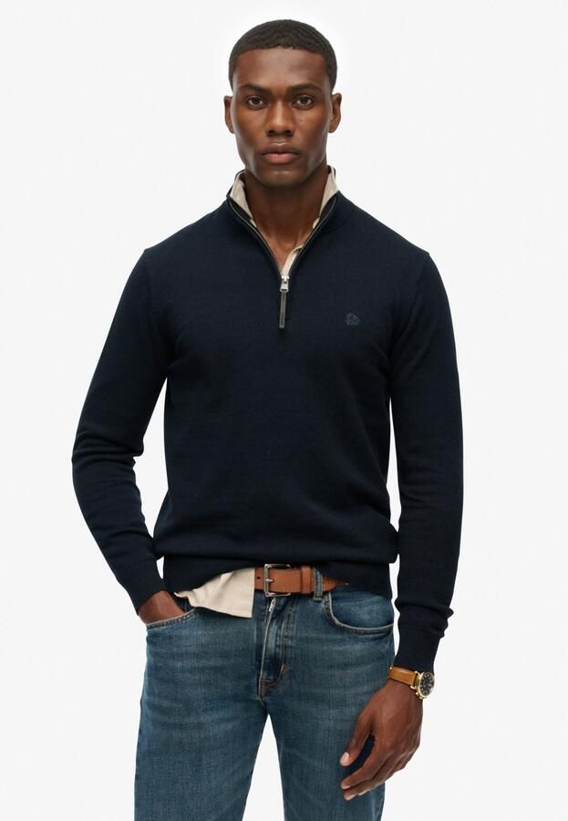Superdry Gebreide trui ESSENTIALS COTTON HALF ZIP - Foto 6
