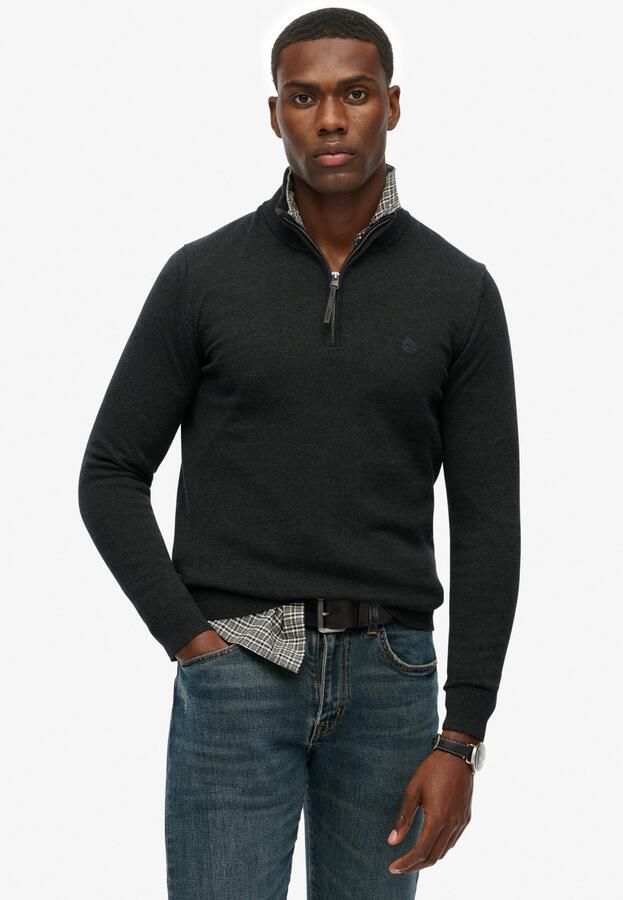 Superdry Gebreide trui ESSENTIALS COTTON HALF ZIP - Foto 7