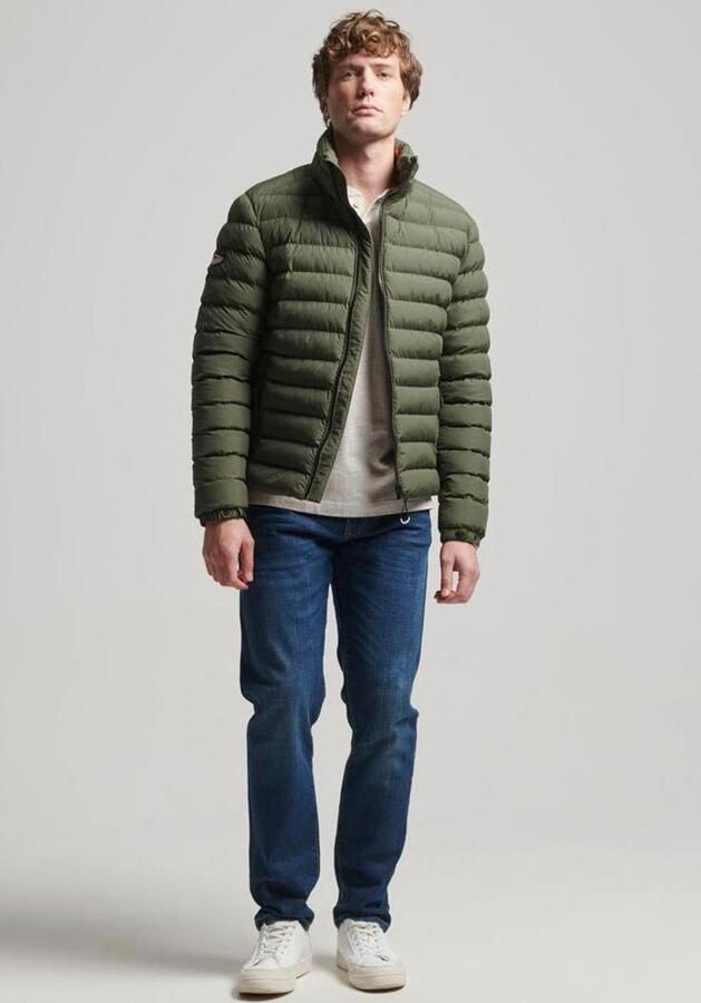 Superdry gewatteerde jas Fuji met logo dark moss green - Foto 5