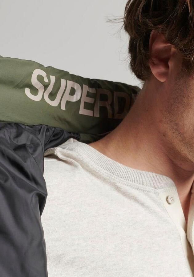 Superdry gewatteerde jas Fuji met logo dark moss green - Foto 3