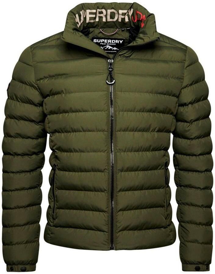 Superdry gewatteerde jas Fuji met logo dark moss green