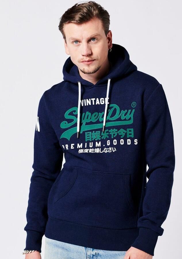 Superdry hoodie met logo midnight blue grit - Foto 3