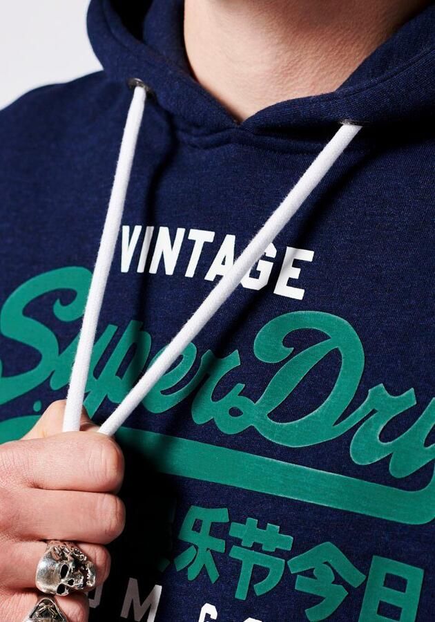 Superdry hoodie met logo midnight blue grit - Foto 4