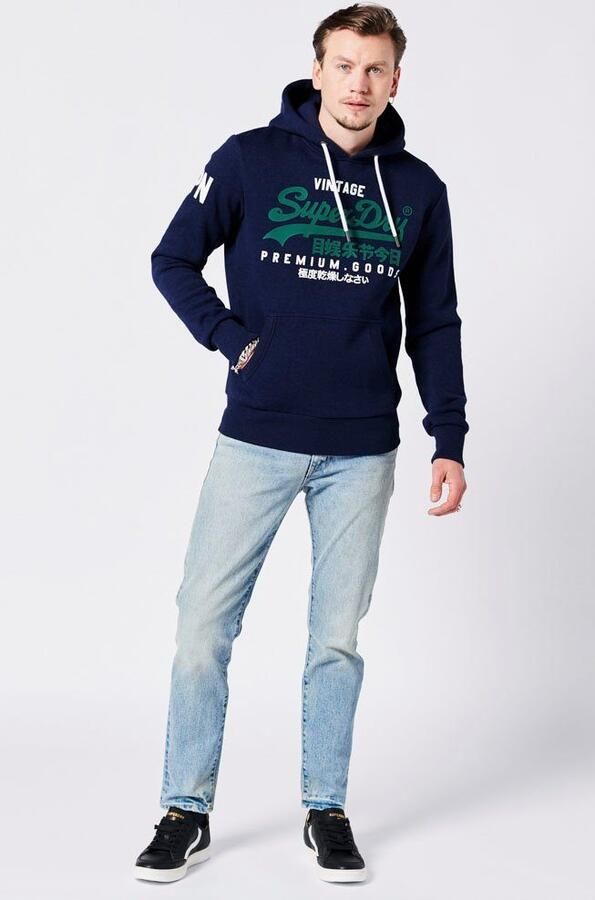 Superdry hoodie met logo midnight blue grit - Foto 6