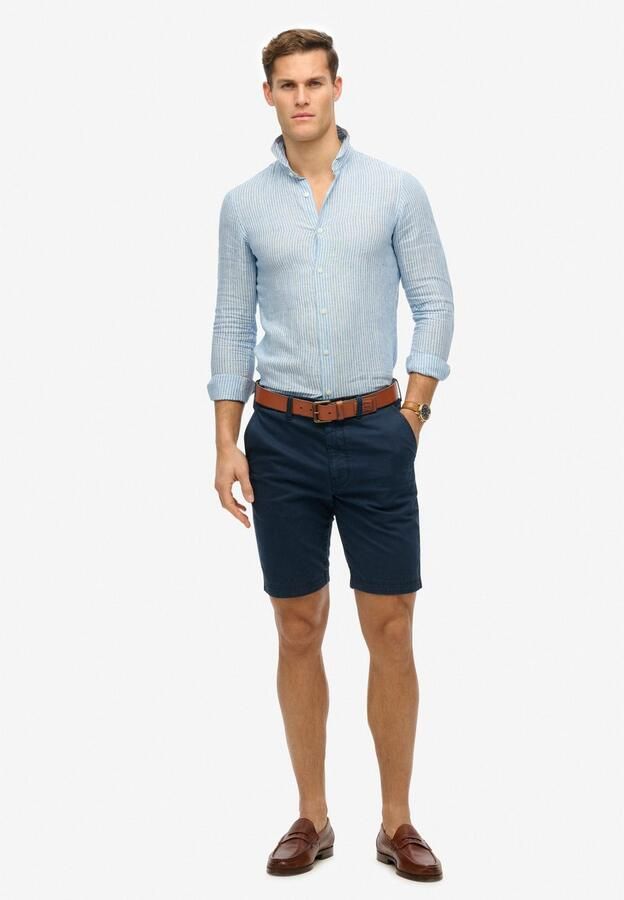 Superdry Overhemd Lange Mouw Overhemd Linnen Vacation Azure Blue Stripe - Foto 5