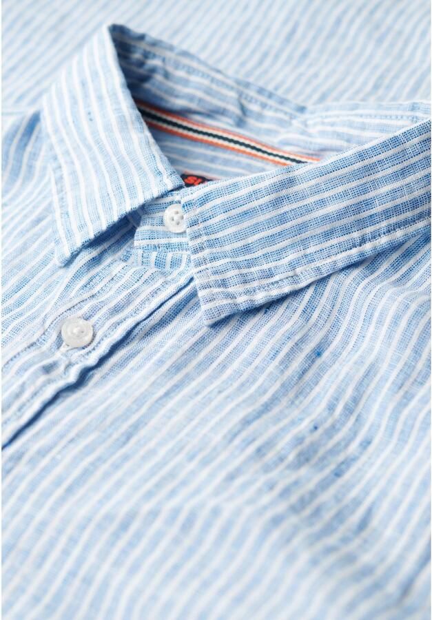 Superdry Overhemd Lange Mouw Overhemd Linnen Vacation Azure Blue Stripe - Foto 4