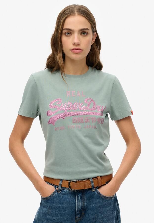 Superdry T-shirt Korte Mouw T-shirt slim à strass femme Vintage Logo - Foto 6