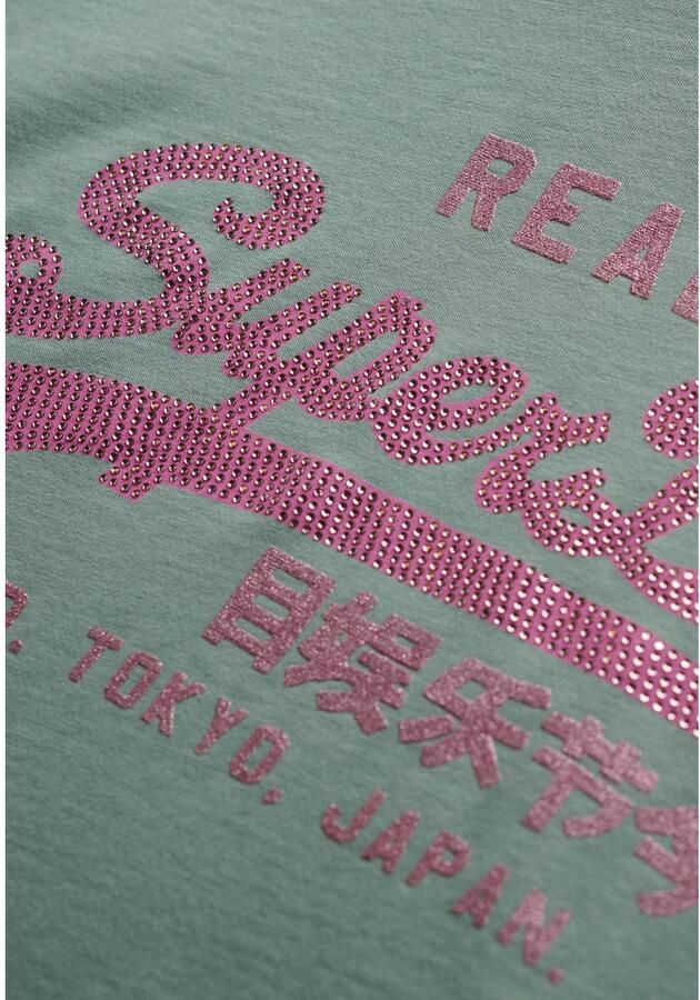 Superdry T-shirt Korte Mouw T-shirt slim à strass femme Vintage Logo