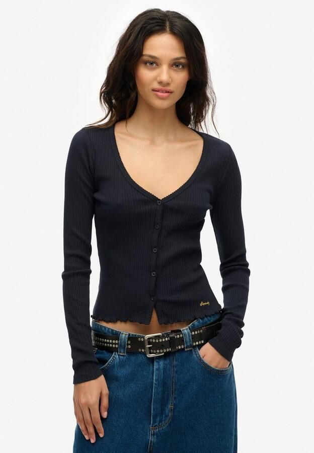 Superdry Shirt met lange mouwen ESSENTIAL BUTTON THRU LS TOP - Foto 9