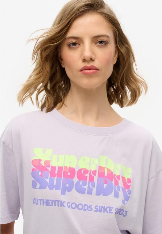 Superdry T-shirt Korte Mouw T-shirt oversize arc-en-ciel fluo femme - Foto 2