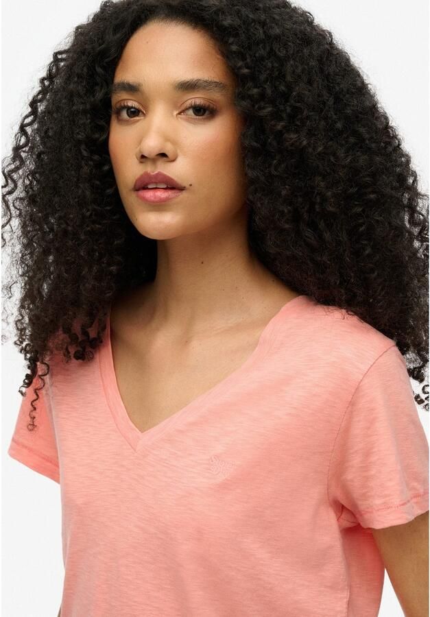 Superdry Shirt met V-hals STUDIOS SLUB EMB VEE TEE gestructureerd t-shirt met v-hals en borduursel - Foto 3