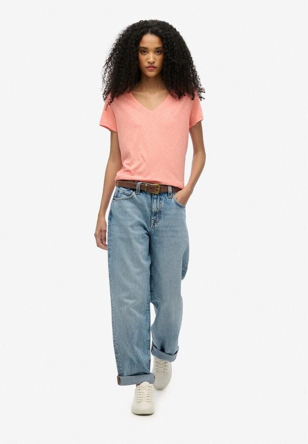 Superdry Shirt met V-hals STUDIOS SLUB EMB VEE TEE gestructureerd t-shirt met v-hals en borduursel - Foto 4