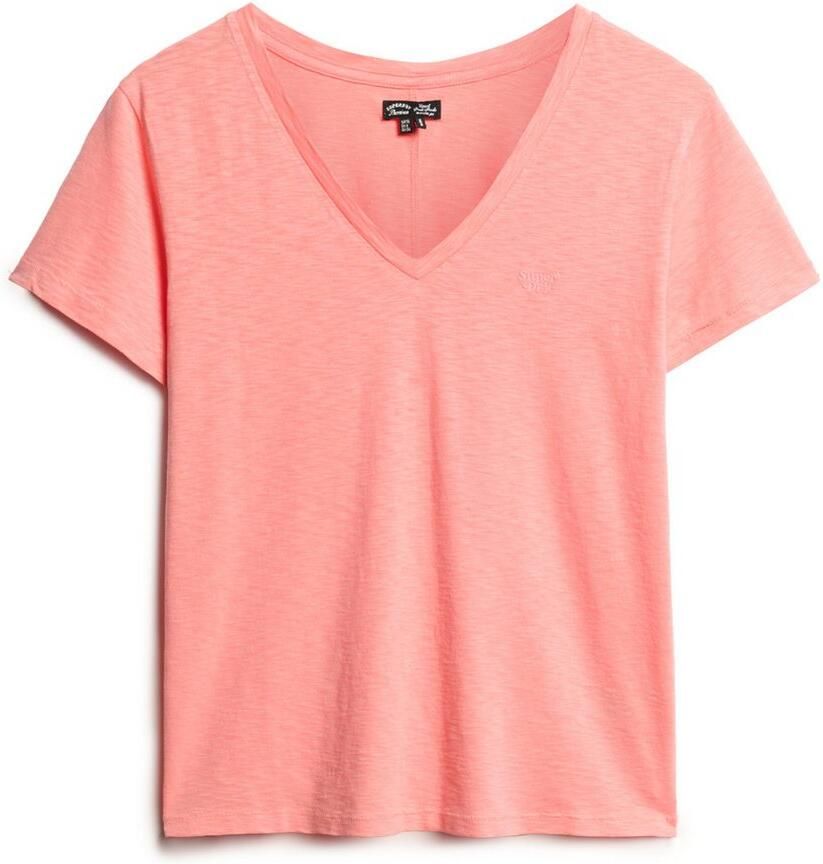 Superdry Shirt met V-hals STUDIOS SLUB EMB VEE TEE gestructureerd t-shirt met v-hals en borduursel