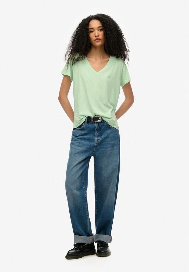 Superdry Shirt met V-hals STUDIOS SLUB EMB VEE TEE gestructureerd t-shirt met v-hals en borduursel - Foto 3