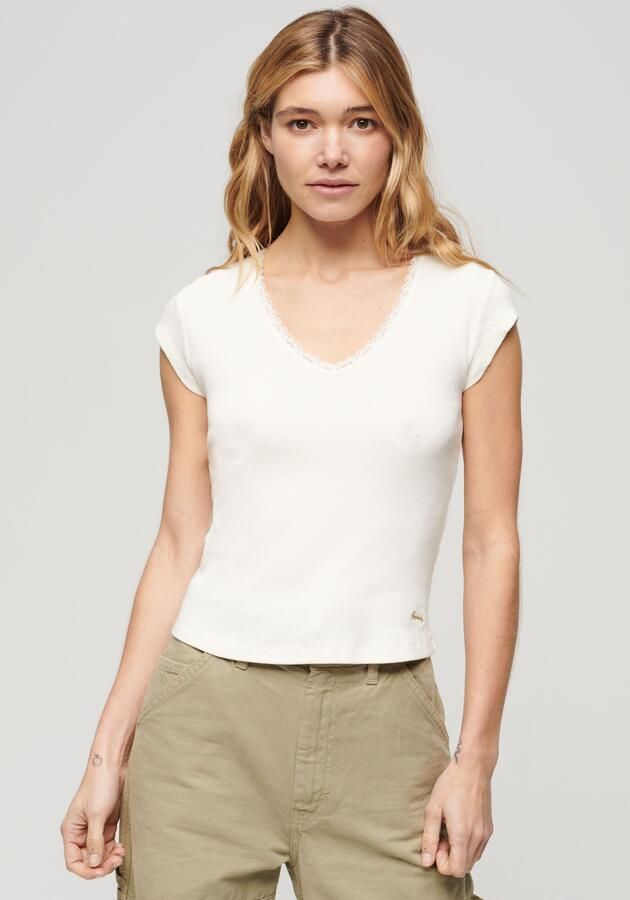 Superdry T-shirt ESSENTIAL LACE TRIM V TEE - Foto 6