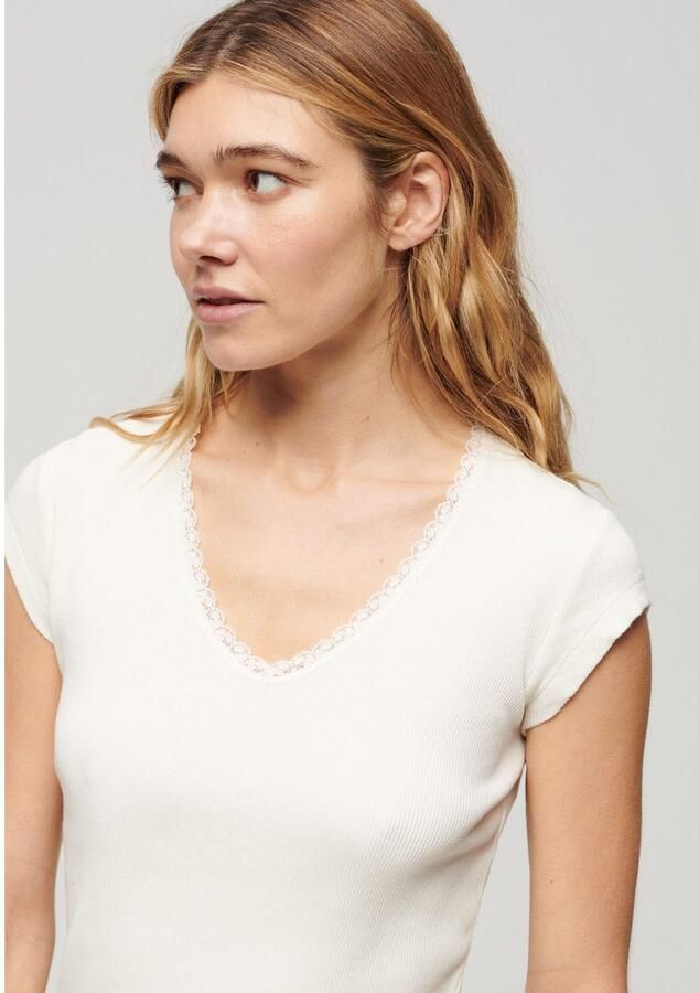 Superdry T-shirt ESSENTIAL LACE TRIM V TEE - Foto 3