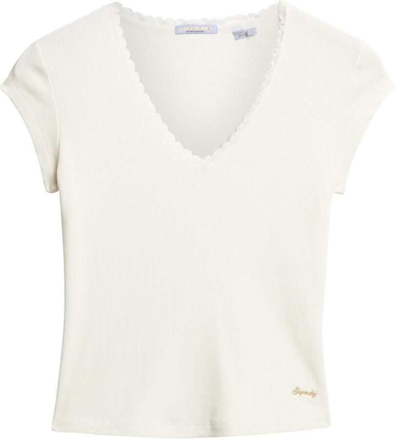 Superdry T-shirt ESSENTIAL LACE TRIM V TEE