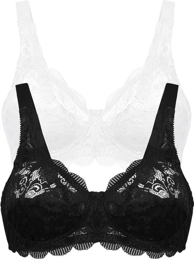 Susa Beugelloze-bh Latina fijn kant ademend elastisch comfortabel bh-set (Set van 2) - Foto 4