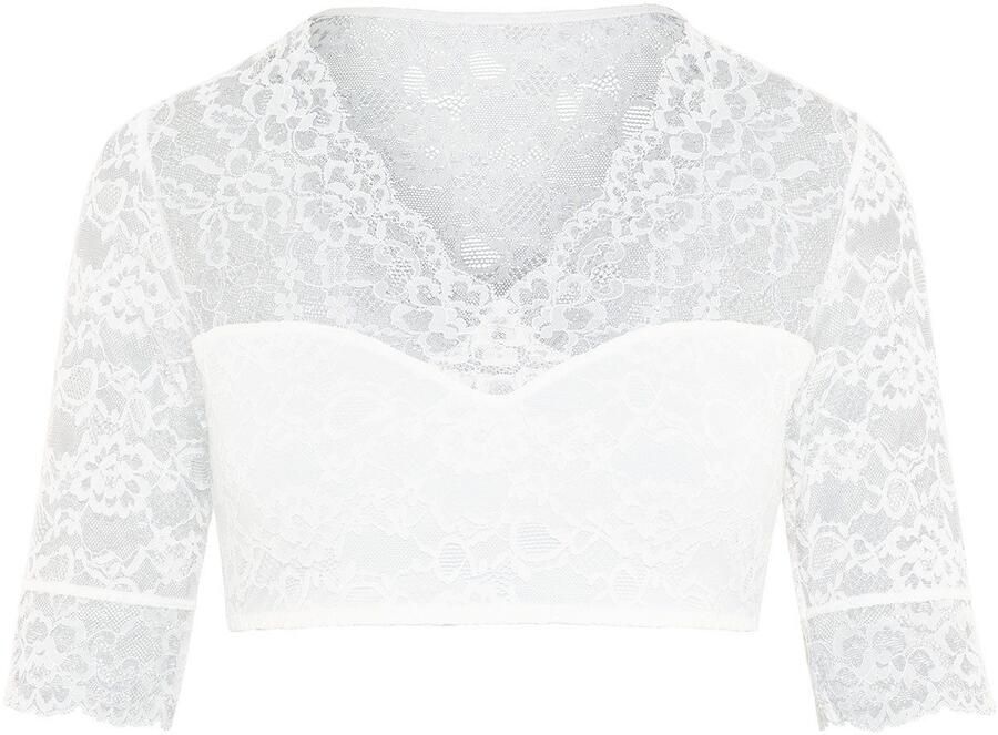 Susa Dirndlblouse Oktoberfest-magie florale kant halfarm elastisch v-hals vrouwelijk - Foto 4