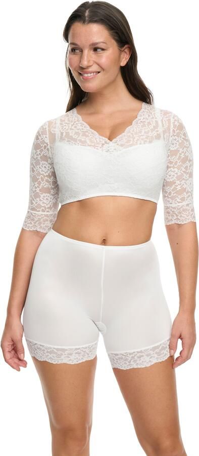 Susa Dirndlblouse Oktoberfest-magie florale kant halfarm elastisch v-hals vrouwelijk - Foto 3