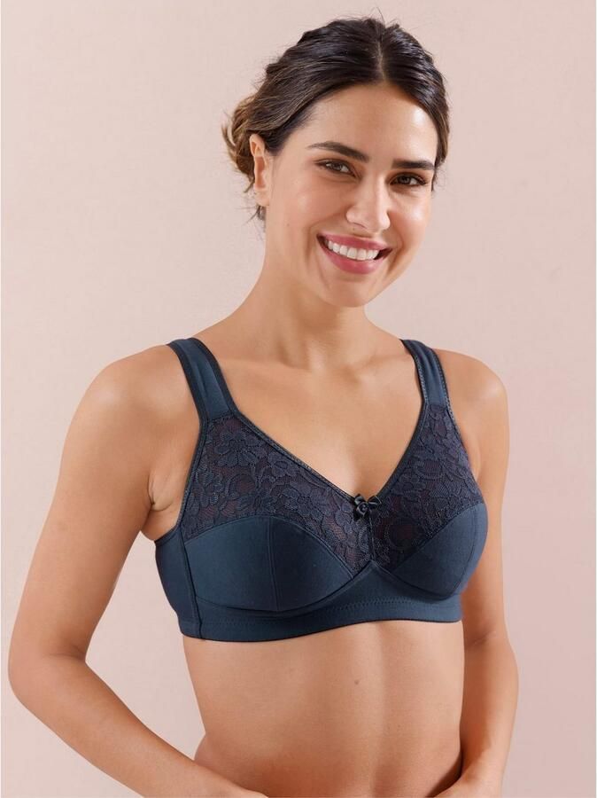 Susa Beugelloze-bh Basic Kant genaaide cups katoenmix elastisch bh-set (Set van 2) - Foto 3