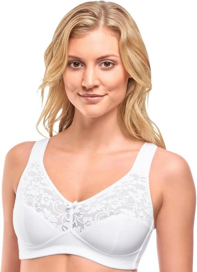 Susa Beugelloze-bh Basic Kant genaaide cups katoenmix elastisch bh-set (Set van 2) - Foto 7