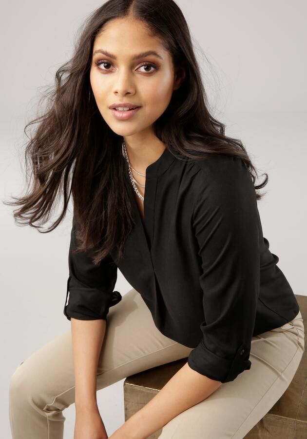 Tamaris Blouse zonder sluiting met opgerolde mouwen en zakken - Foto 10