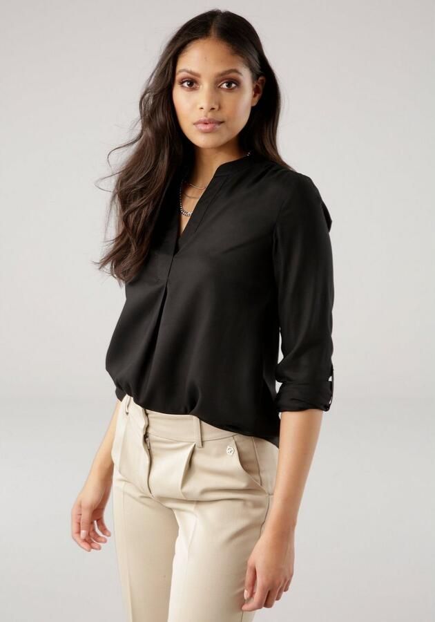 Tamaris Blouse zonder sluiting met opgerolde mouwen en zakken - Foto 7