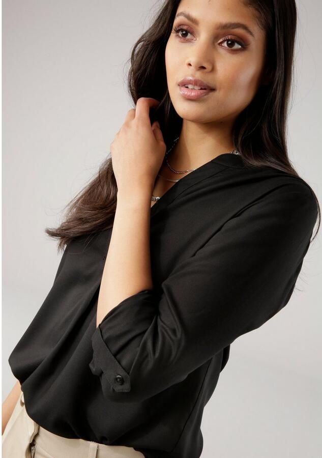 Tamaris Blouse zonder sluiting met opgerolde mouwen en zakken - Foto 4