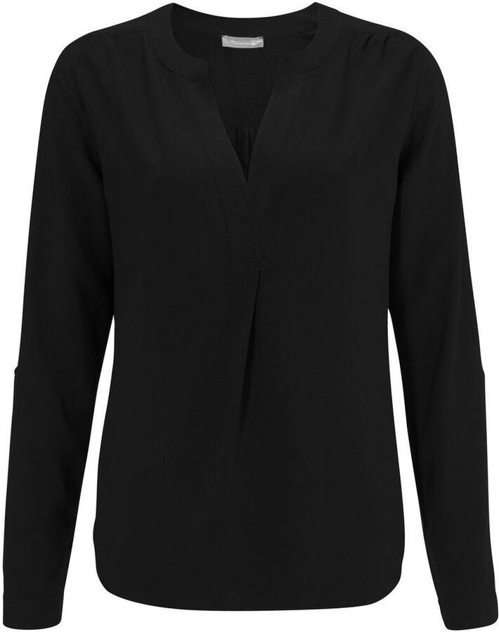 Tamaris Blouse zonder sluiting met opgerolde mouwen en zakken