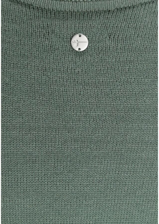 Tamaris Gebreide jurk met v-hals en ajourpatroon van viscosemix