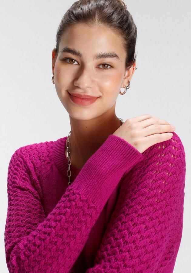 Tamaris Gebreide jurk Mini-lengte met ajourbreipatroon van Viscosemix - Foto 4