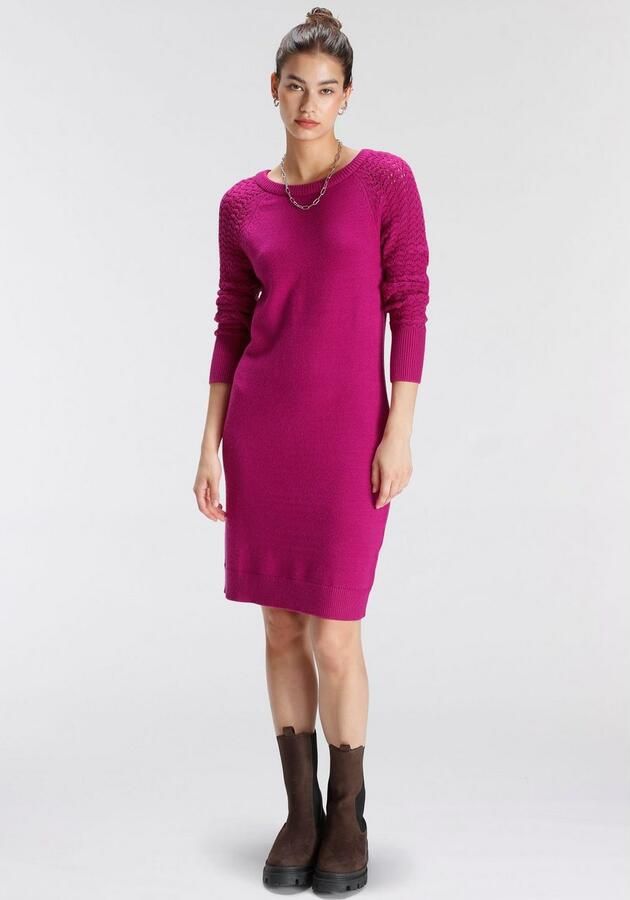 Tamaris Gebreide jurk Mini-lengte met ajourbreipatroon van Viscosemix - Foto 5