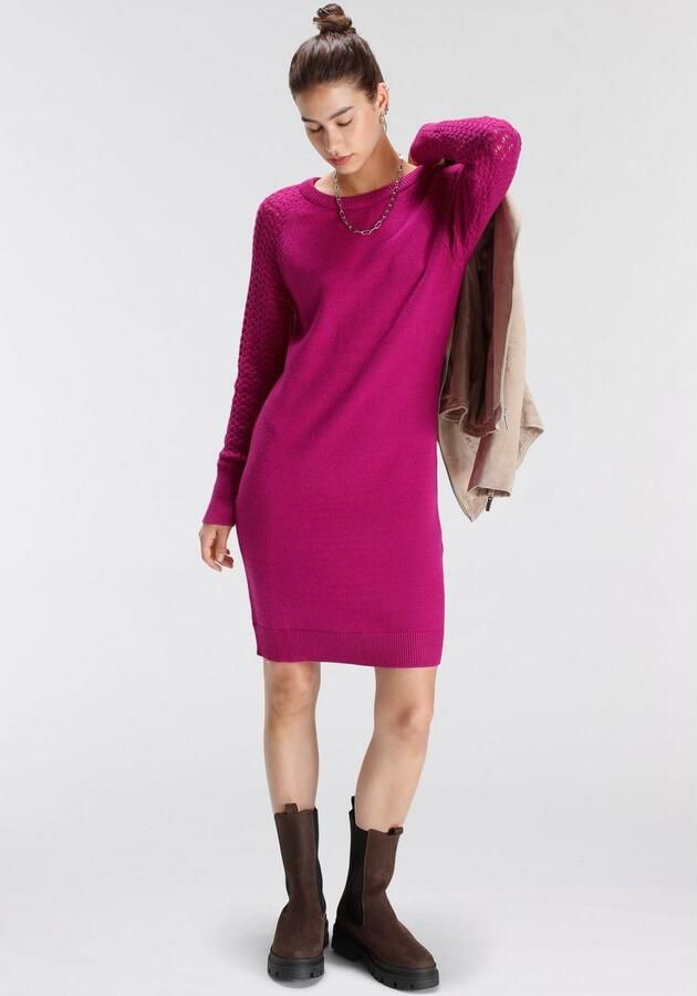 Tamaris Gebreide jurk Mini-lengte met ajourbreipatroon van Viscosemix - Foto 6