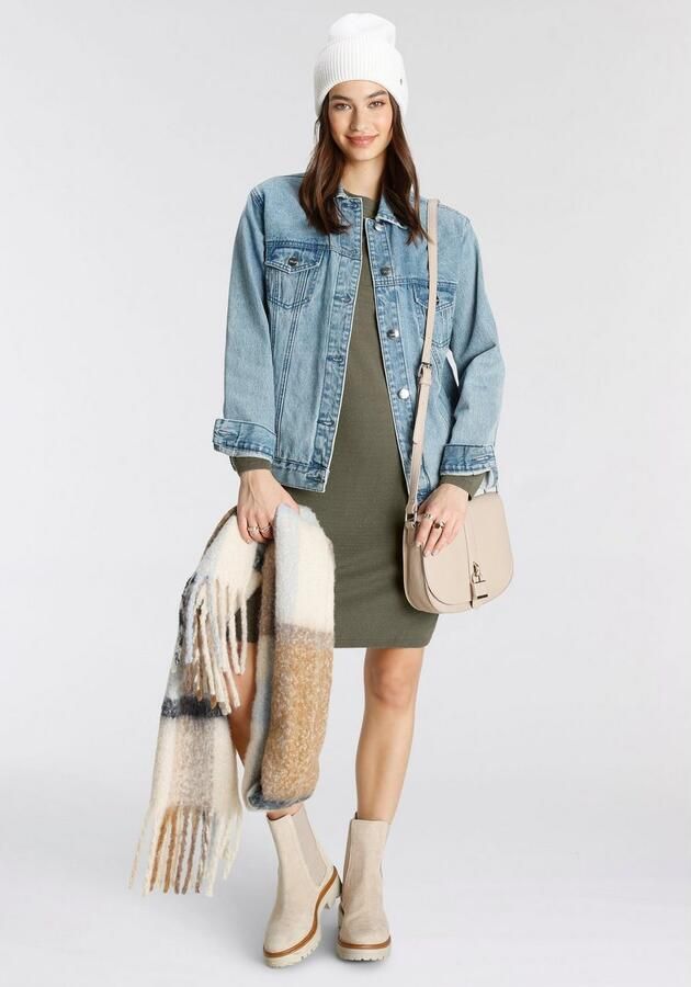 Tamaris Gebreide jurk nonchalante mini-jurk van viscosemix - Foto 4